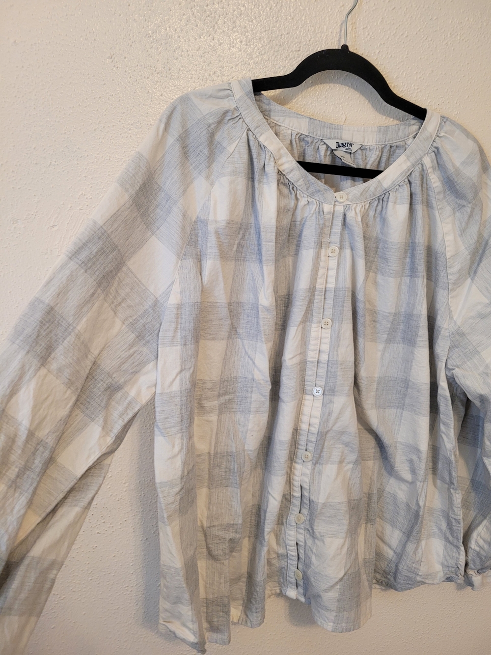 Duluth Trading Co Printmaker Lightweight Plaid Blouse Organic Cotton XL - Picture 6 of 6